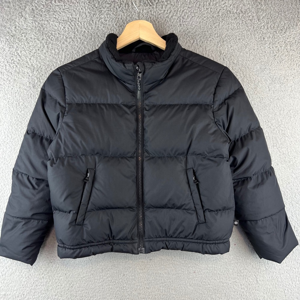 Athleta Girl So Down Jacket Black Puffer Down‎ Fill Coat XS 6